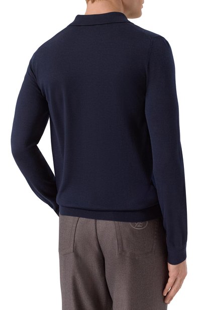 Поло из шерсти и шелка ZILLI темно-синего цвета по цене 182500 руб., арт. KZP001M0230VLSB00_001, фото 4 Поло из шерсти и шелка ZILLI, арт. KZP001M0230VLSB00_001, фото 4