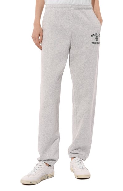 Хлопковые джоггеры SPORTY AND RICH серого цвета по цене 24750 руб., арт. PA036516218GY03, фото 3 Хлопковые джоггеры SPORTY AND RICH, арт. PA036516218GY03, фото 3