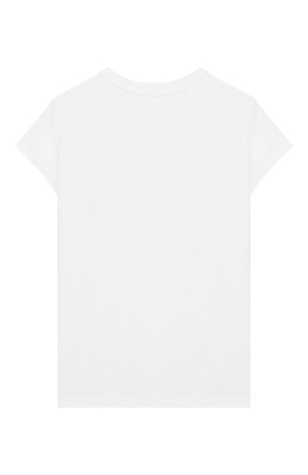 Детская хлопковая футболка EMILIO PUCCI белого цвета, арт. 9M8011/MX170/10-14 | Фото 2 (Материал внешний: Хлопок; Рукава: Короткие; Девочки Кросс-КТ: футболка-одежда; Ростовка одежда: 10 - 11 лет | 140 - 146см, 12 лет | 152 см)