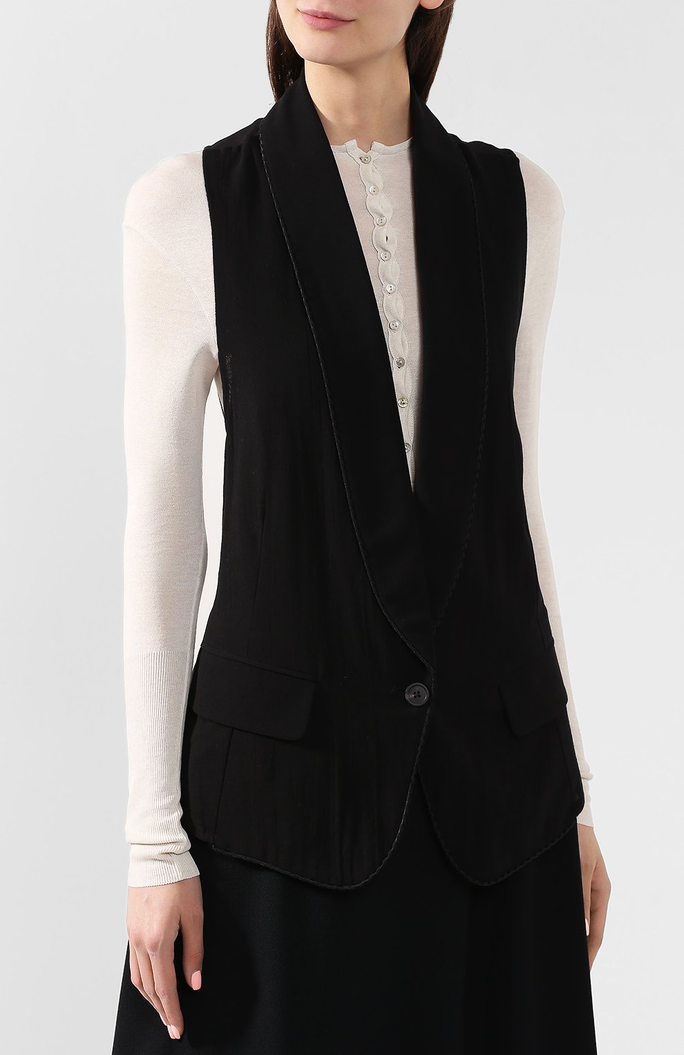 Хлопковый жилет ANN DEMEULEMEESTER, арт. 1901-1154-P-172-099, фото 3