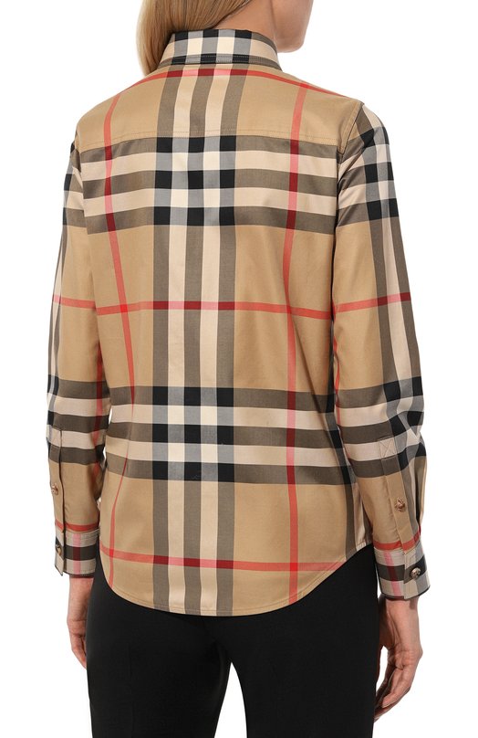 Хлопковая рубашка Burberry 8085645 Бежевый  8085645 Фото 4