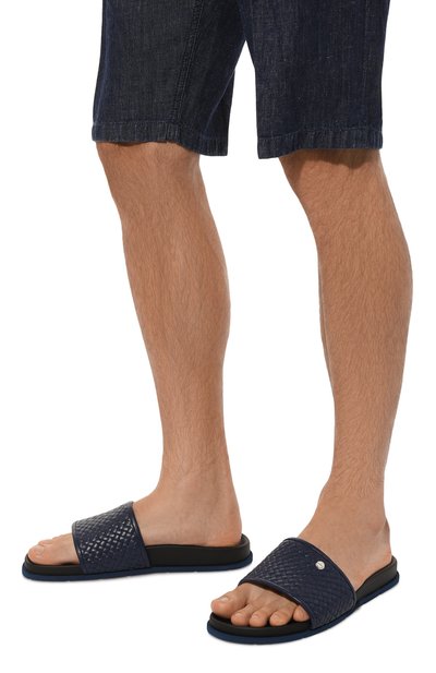 Кожаные шлепанцы ZILLI темно-синего цвета по цене 99500 руб., арт. H0099AM1015VLS001, фото 3 Кожаные шлепанцы ZILLI, арт. H0099AM1015VLS001, фото 3