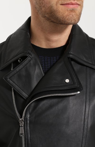 Кожаная куртка с косой молнией и отложным воротником BRIONI, арт. PL05/P6717, фото 5
