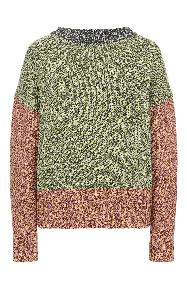 Женский свитер из хлопка и шерсти WEEKEND MAX MARA зеленого цвета, арт. L0LA | Фото 1 (Длина (для топов): Стандартные; Материал внешний: Хлопок; Рукава: Длинные; Стили: Кэжуэл; Женское Кросс-КТ: Свитер-одежда)