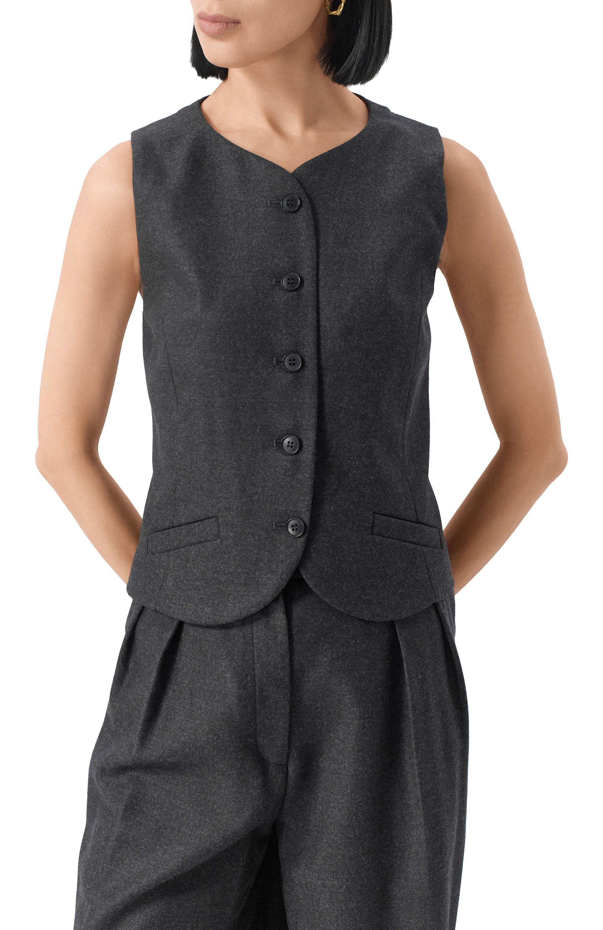 Шерстяной жилет LESYANEBO серого цвета по цене 34000 руб., арт. LN03H-411A_TH, фото 3 Шерстяной жилет LESYANEBO, арт. LN03H-411A_TH, фото 3