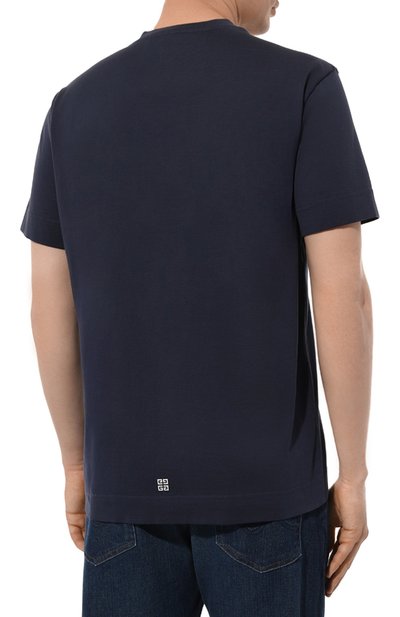 Хлопковая футболка GIVENCHY темно-синего цвета по цене 63400 руб., арт. BM716G3YEL, фото 4 Хлопковая футболка GIVENCHY, арт. BM716G3YEL, фото 4
