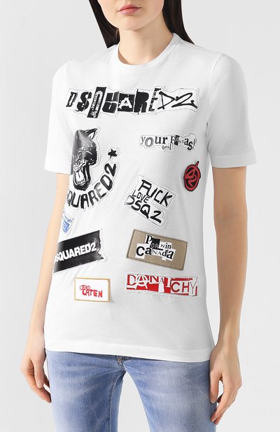 Хлопковая футболка DSQUARED2 белого цвета по цене 29650 руб., арт. S75GC0982/S22427, фото 3 Хлопковая футболка DSQUARED2, арт. S75GC0982/S22427, фото 3