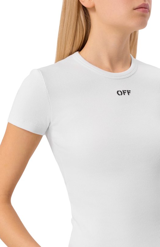 Хлопковая футболка Off-White 0WAA065C99JER005 Белый  0WAA065C99JER005 Фото 5