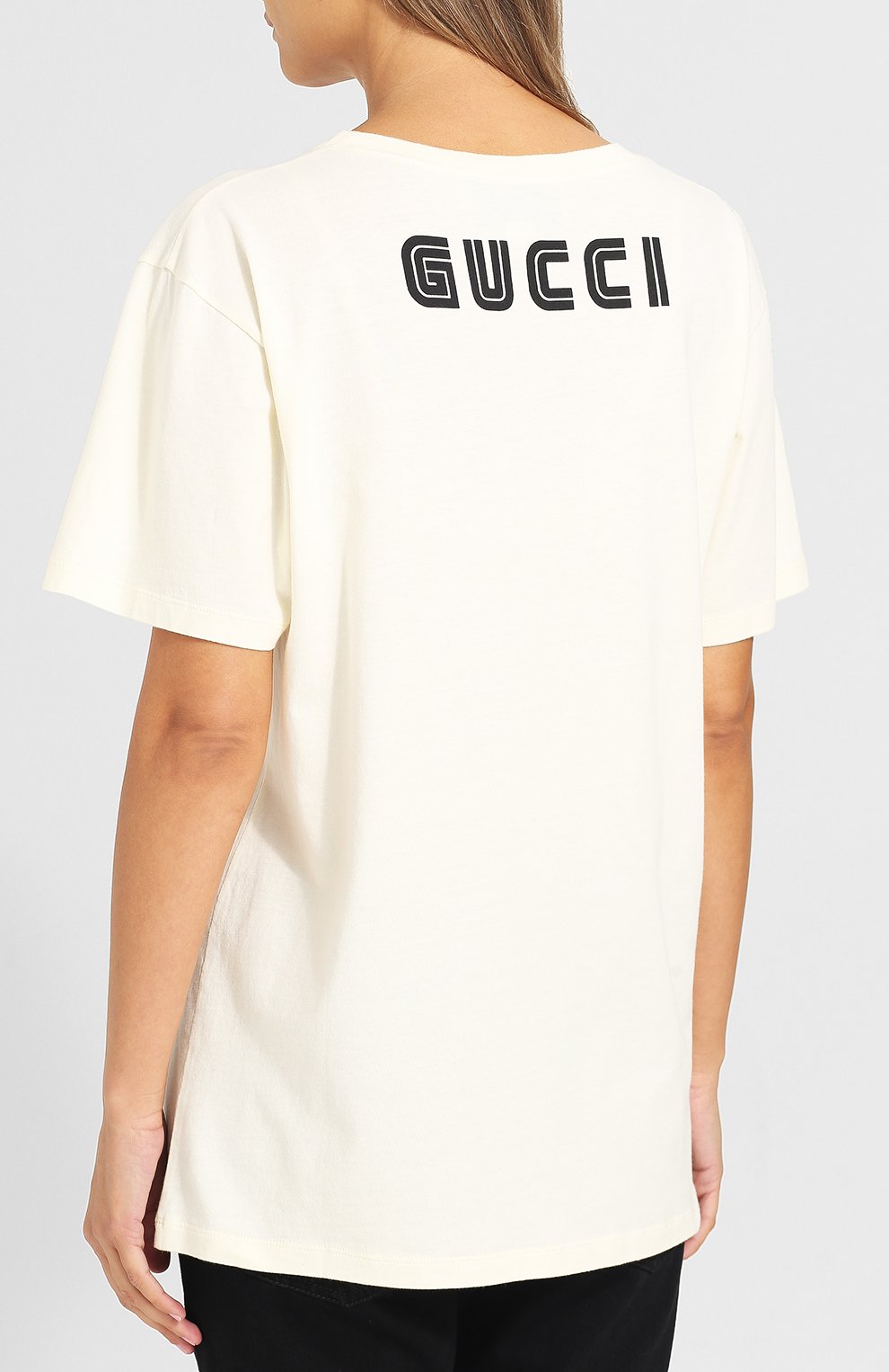 Хлопковая футболка с круглым вырезом и принтом GUCCI, арт. 492347/X3M80, фото 4