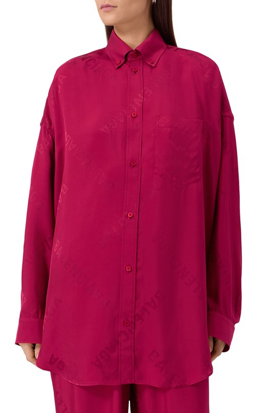 Рубашка из вискозы Balenciaga 814121/T0013 Бордовый  814121/T0013 Фото 3