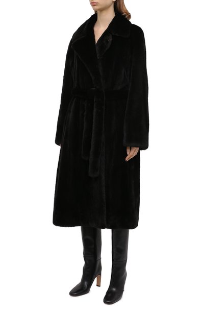 Шуба из меха норки с поясом YVES SALOMON черного цвета по цене 1165000 руб., арт. 8WYM29314VMLX, фото 3 Шуба из меха норки с поясом YVES SALOMON, арт. 8WYM29314VMLX, фото 3