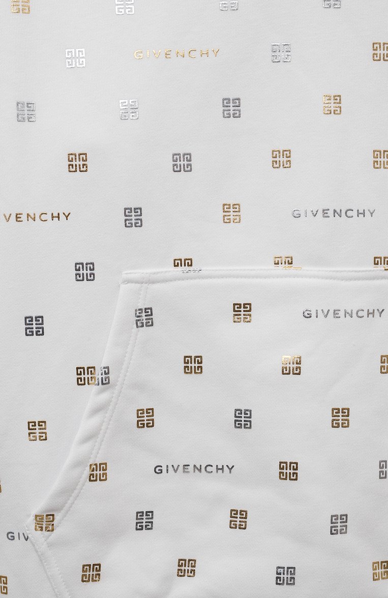 Детский хлопковое худи GIVENCHY белого цвета, арт. H30070/12+/14 | Фото 3 (Рукава: Длинные; Материал внешний: Хлопок; Девочки Кросс-КТ: Худи-одежда; Автоматизация ТО: Проставлено; Автоматизация состава: Проставлено; Ростовка одежда: 13 - 15 лет | 158 см)