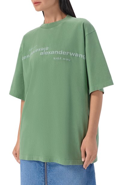 Хлопковая футболка ALEXANDER WANG зеленого цвета по цене 39950 руб., арт. UCC3261926, фото 3 Хлопковая футболка ALEXANDER WANG, арт. UCC3261926, фото 3