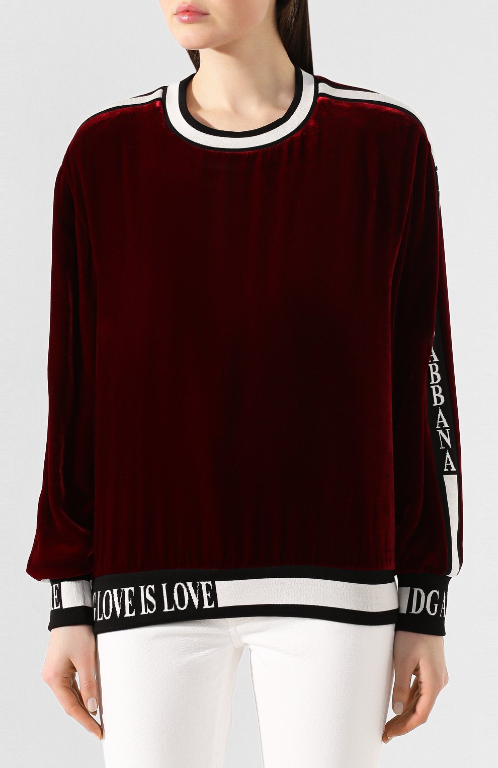 Бархатный свитшот DOLCE & GABBANA бордового цвета по цене 156500 руб., арт. F9G39T/G7VDM, фото 3 Бархатный свитшот DOLCE & GABBANA, арт. F9G39T/G7VDM, фото 3