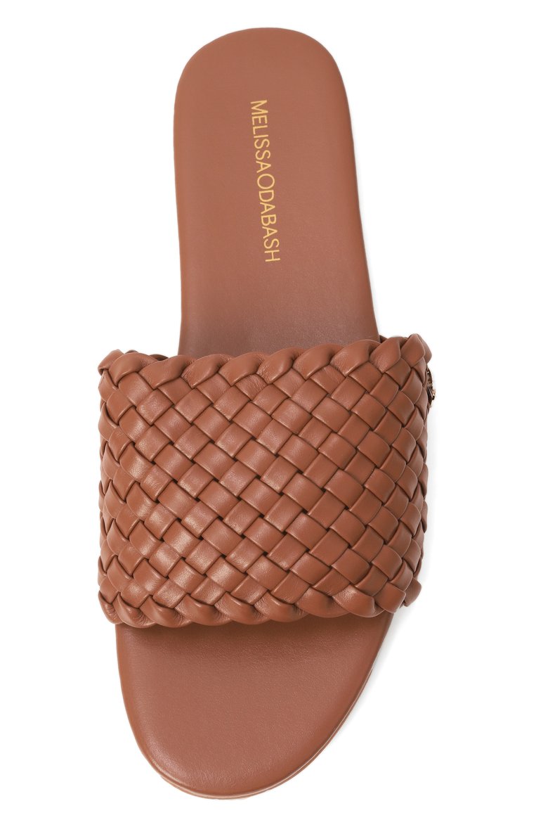 Женские кожаные шлепанцы MELISSA ODABASH коричневого цвета, арт. WOVEN SLIDER CR | Фото 6 (Материал внешний: Натуральная кожа; Подошва: Плоская; Каблук высота: Низкий; Материал сплава: Проставлено; Драгоценные камни: Проставлено)
