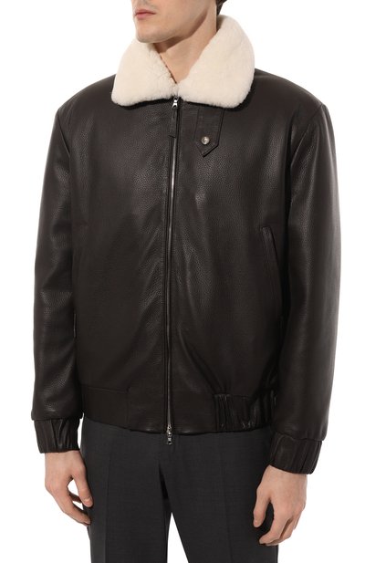Кожаный бомбер с воротником из нутрии FURLAND, арт. 0238014120003200004, фото 3
