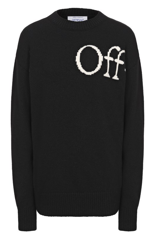 Шерстяной свитер Off-White 0WHE100F25KNI002 Чёрно-белый 0WHE100F25KNI002