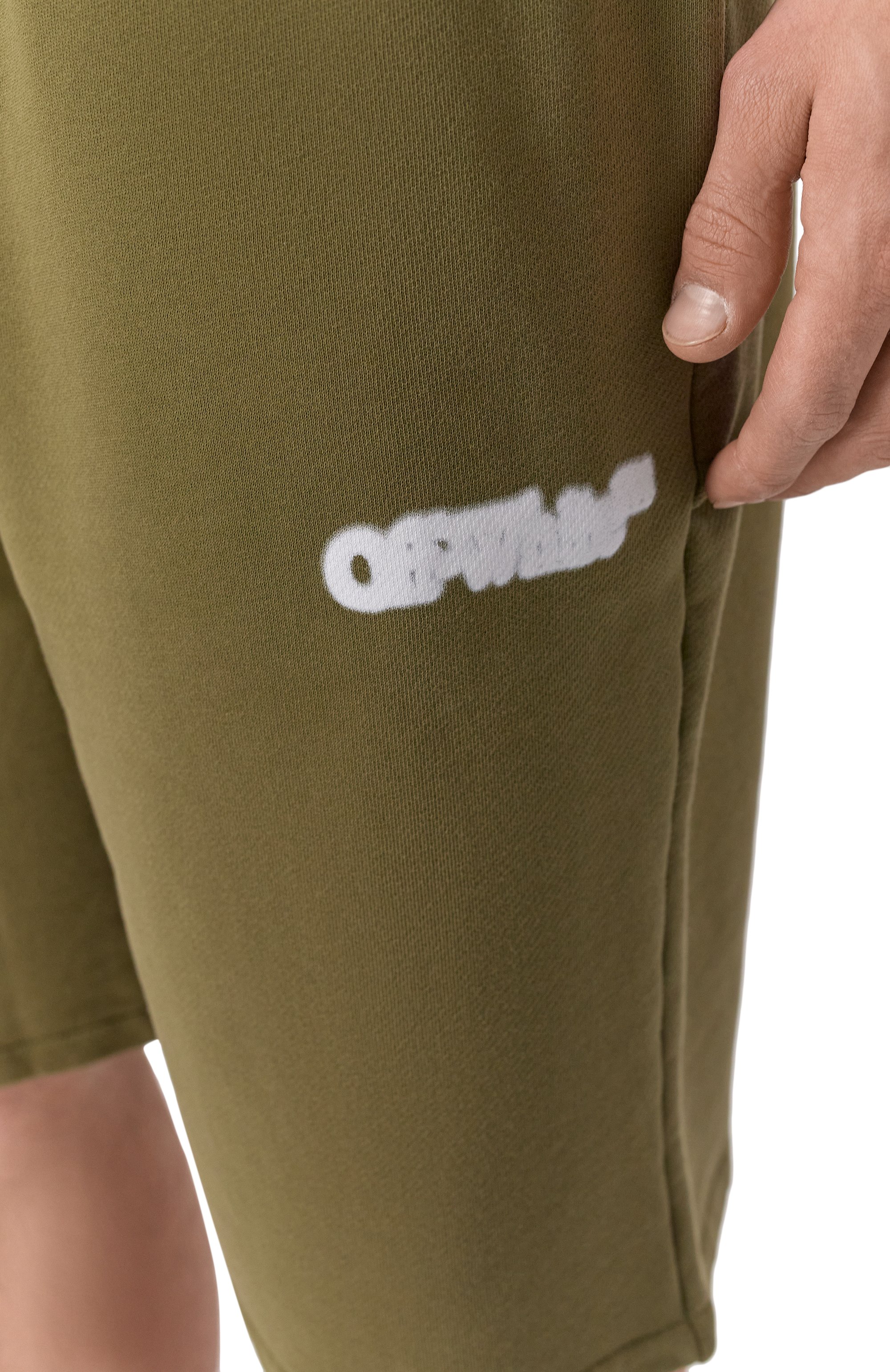 Хлопковые шорты OFF-WHITE хаки цвета по цене 52200 руб., арт. 0MCI013S25FLE003, фото 5 Хлопковые шорты OFF-WHITE, арт. 0MCI013S25FLE003, фото 5