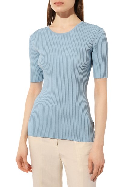 Пуловер TRUSSARDI светло-голубого цвета по цене 13100 руб., арт. 56M00583-0F000730, фото 3 Пуловер TRUSSARDI, арт. 56M00583-0F000730, фото 3