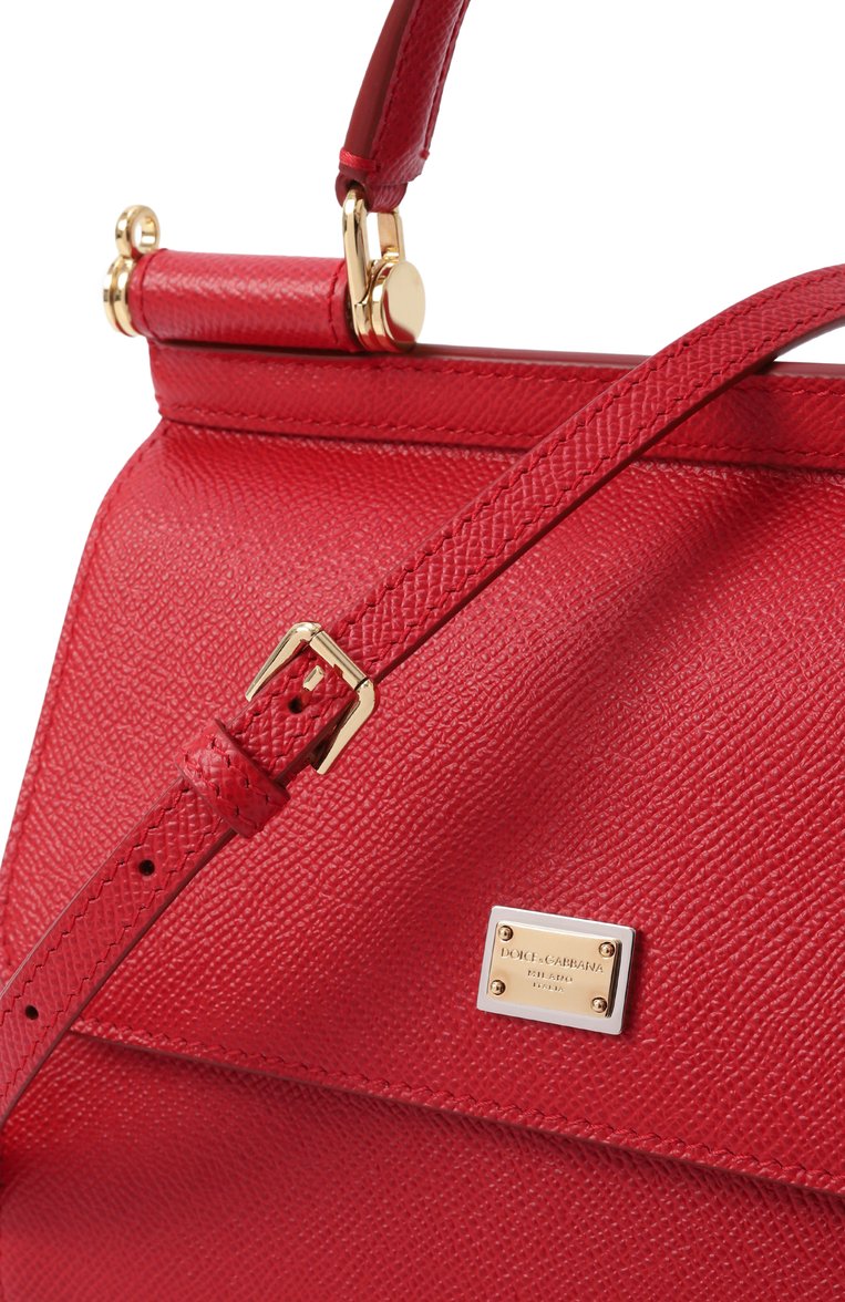 Женская сумка sicily small DOLCE & GABBANA красного цвета, арт. BB9003_BE9003_BI9003/A1001_1_ | Фото 3 (Материал: Натуральная кожа; Ремень/цепочка: На ремешке; Сумки-технические: Сумки top-handle; Размер: small)