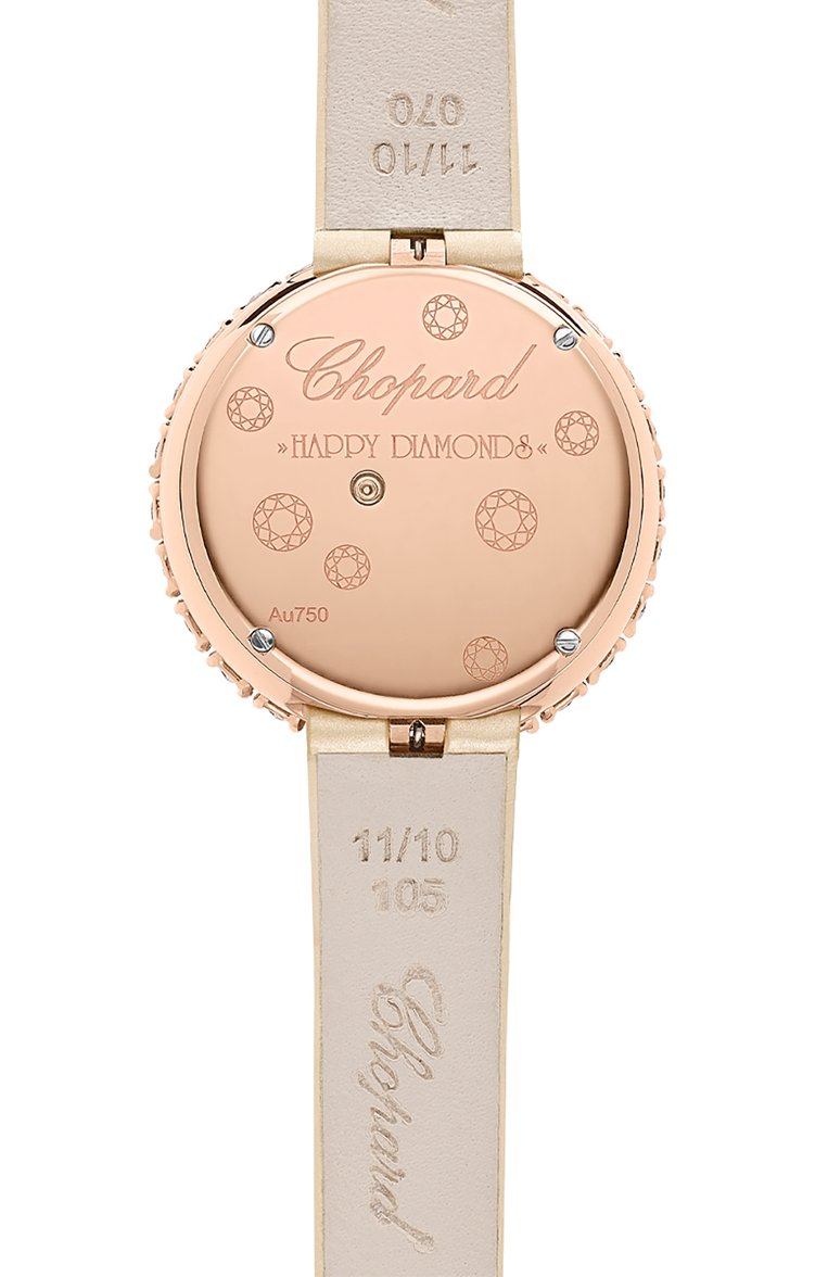 Женские часы icons round CHOPARD бесцветного цвета, арт. 205369-5002 | Фото 3 (Региональные ограничения белый список (Axapta Mercury): Не проставлено; Нос: Не проставлено; Механизм: Кварц; Материал корпуса: Розовое золото)