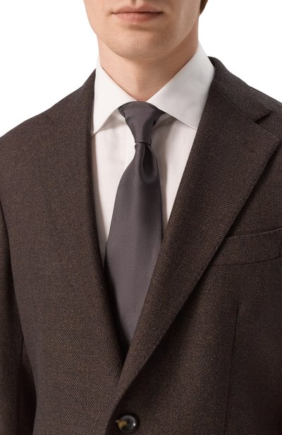 Шелковый галстук CANALI темно-коричневого цвета по цене 21450 руб., арт. 18/HJ04745, фото 2 Шелковый галстук CANALI, арт. 18/HJ04745, фото 2