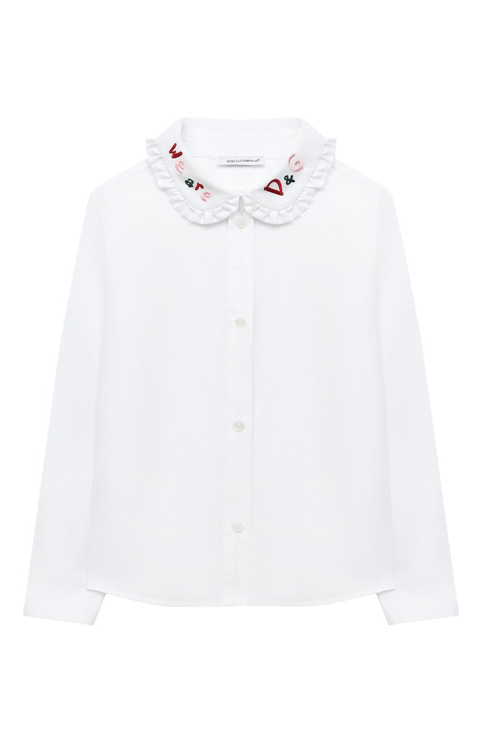 Хлопковая блузка DOLCE & GABBANA белого цвета по цене 29700 руб., арт. L54S95/G7WXS/2-6, фото 1 Хлопковая блузка DOLCE & GABBANA, арт. L54S95/G7WXS/2-6, фото 1