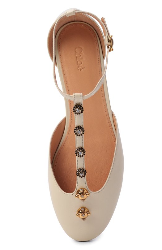 Кожаные балетки Celeste Chloé CH26S16KWP Кремовый  CH26S16KWP Фото 6