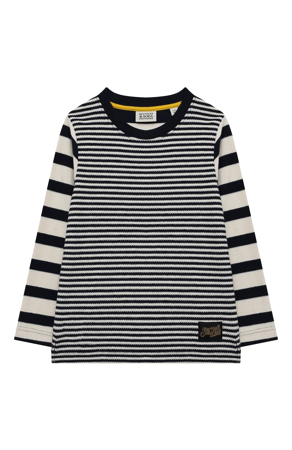 Хлопковый лонгслив SCOTCH AND SODA синего цвета по цене 5595 руб., арт. 167649-22-FWBM-D50, фото 1 Хлопковый лонгслив SCOTCH AND SODA, арт. 167649-22-FWBM-D50, фото 1