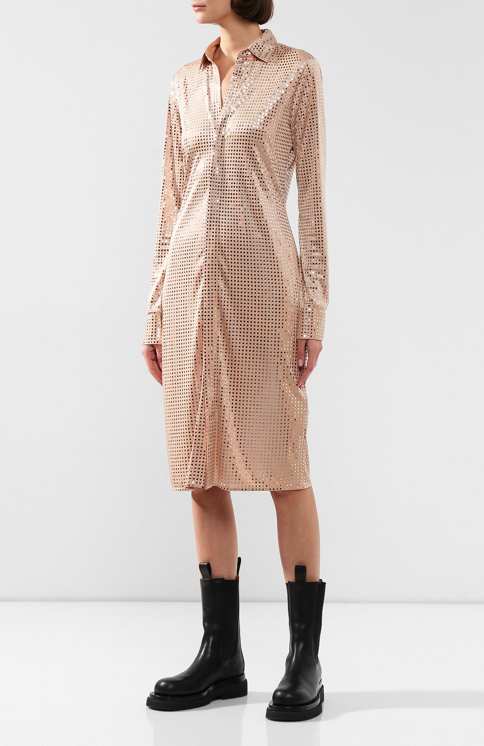 Платье BOTTEGA VENETA золотого цвета по цене 257500 руб., арт. 590111/VKFI0, фото 3 Платье BOTTEGA VENETA, арт. 590111/VKFI0, фото 3
