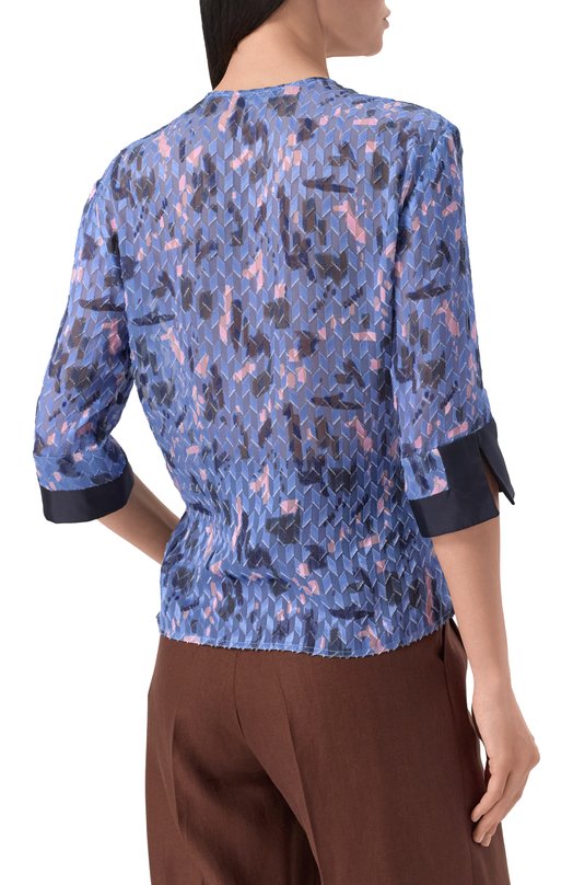 Блузка из вискозы и шелка Emporio Armani EW001549/TE13449 Голубой  EW001549/TE13449 Фото 4
