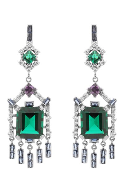 Серьги art deco QUEENSBEE зеленого цвета по цене 88000 руб., арт. 201370, фото 1 Серьги art deco QUEENSBEE, арт. 201370, фото 1