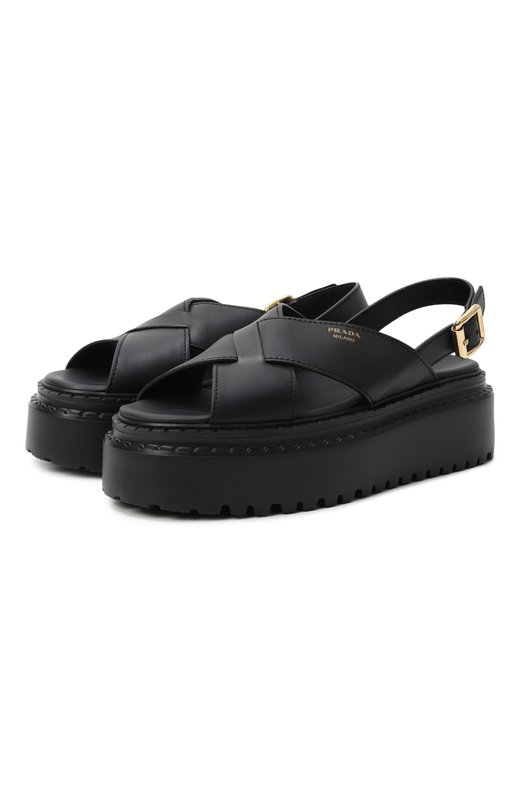 Кожаные сандалии Prada 1X925N/7V6 Чёрный 1X925N/7V6