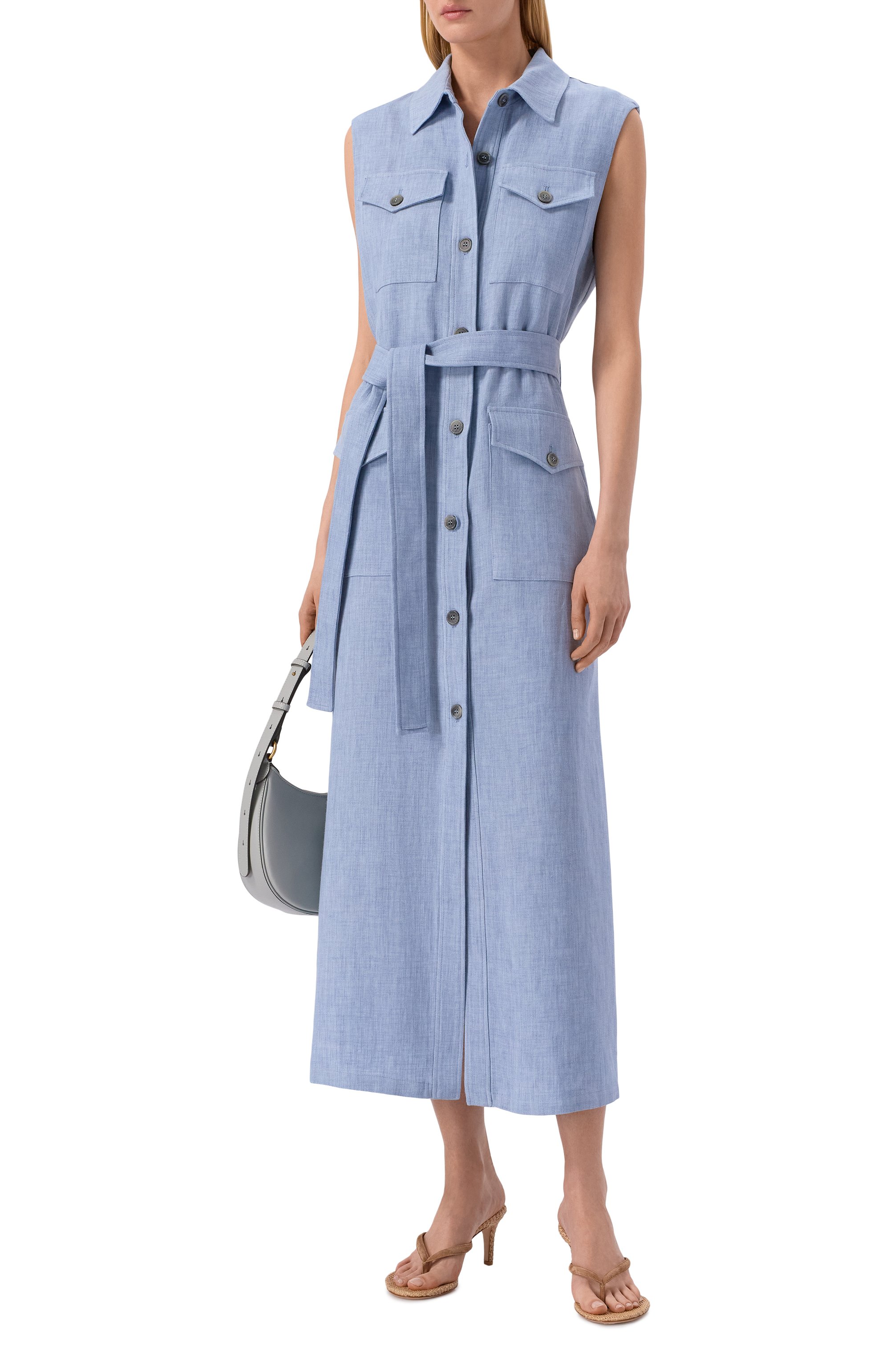 Платье изо льна и вискозы P.A.R.O.S.H. голубого цвета по цене 110500 руб., арт. D726129/BLINK, фото 2 Платье изо льна и вискозы P.A.R.O.S.H., арт. D726129/BLINK, фото 2