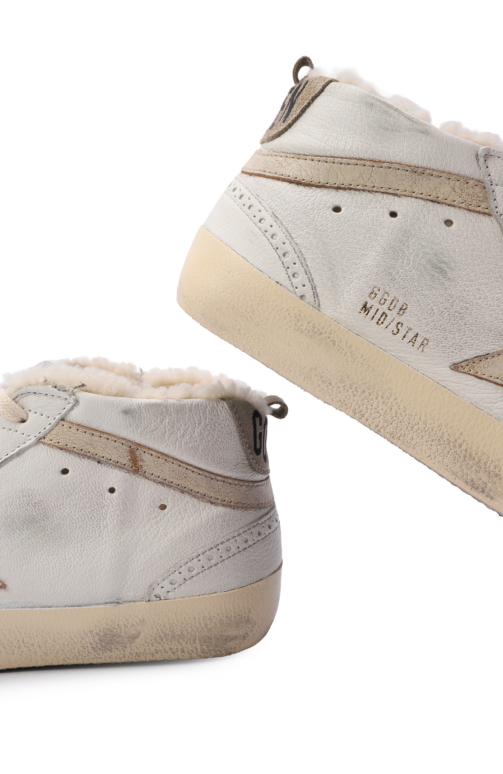 Кожаные кеды mid star GOLDEN GOOSE DELUXE BRAND молочного цвета по цене 94050 руб., арт. GWF00122.F003373, фото 7 Кожаные кеды mid star GOLDEN GOOSE DELUXE BRAND, арт. GWF00122.F003373, фото 7