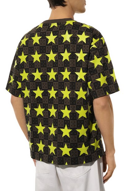 Хлопковая футболка OFF-WHITE салатового цвета по цене 39900 руб., арт. 0MAA120W24JER001, фото 4 Хлопковая футболка OFF-WHITE, арт. 0MAA120W24JER001, фото 4
