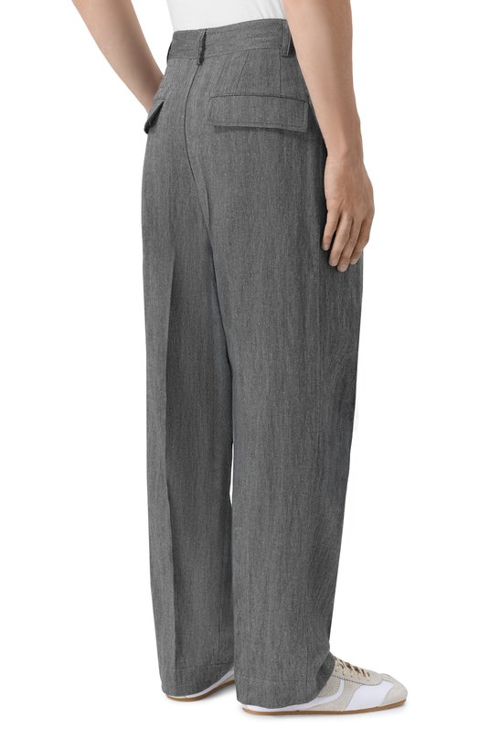 Брюки из хлопка и льна Dries Van Noten 020917/3131 Серый  020917/3131 Фото 4