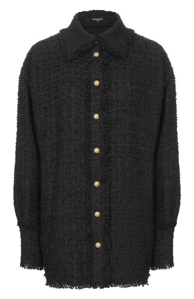 Женская твидовая рубашка BALMAIN, арт. HF1HD005/XM07