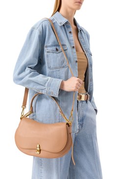 Женская сумка magie soft medium COCCINELLE бежевого цвета, арт. E1PQR180301 | Фото 2 (Материал сплава: Проставлено; Размер: medium; Драгоценные камни: Проставлено; Материал: Натуральная кожа; Ремень/цепочка: На ремешке)