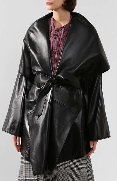 Кожаное пальто incognito BALENCIAGA, арт. 594481/TGS07, фото 3