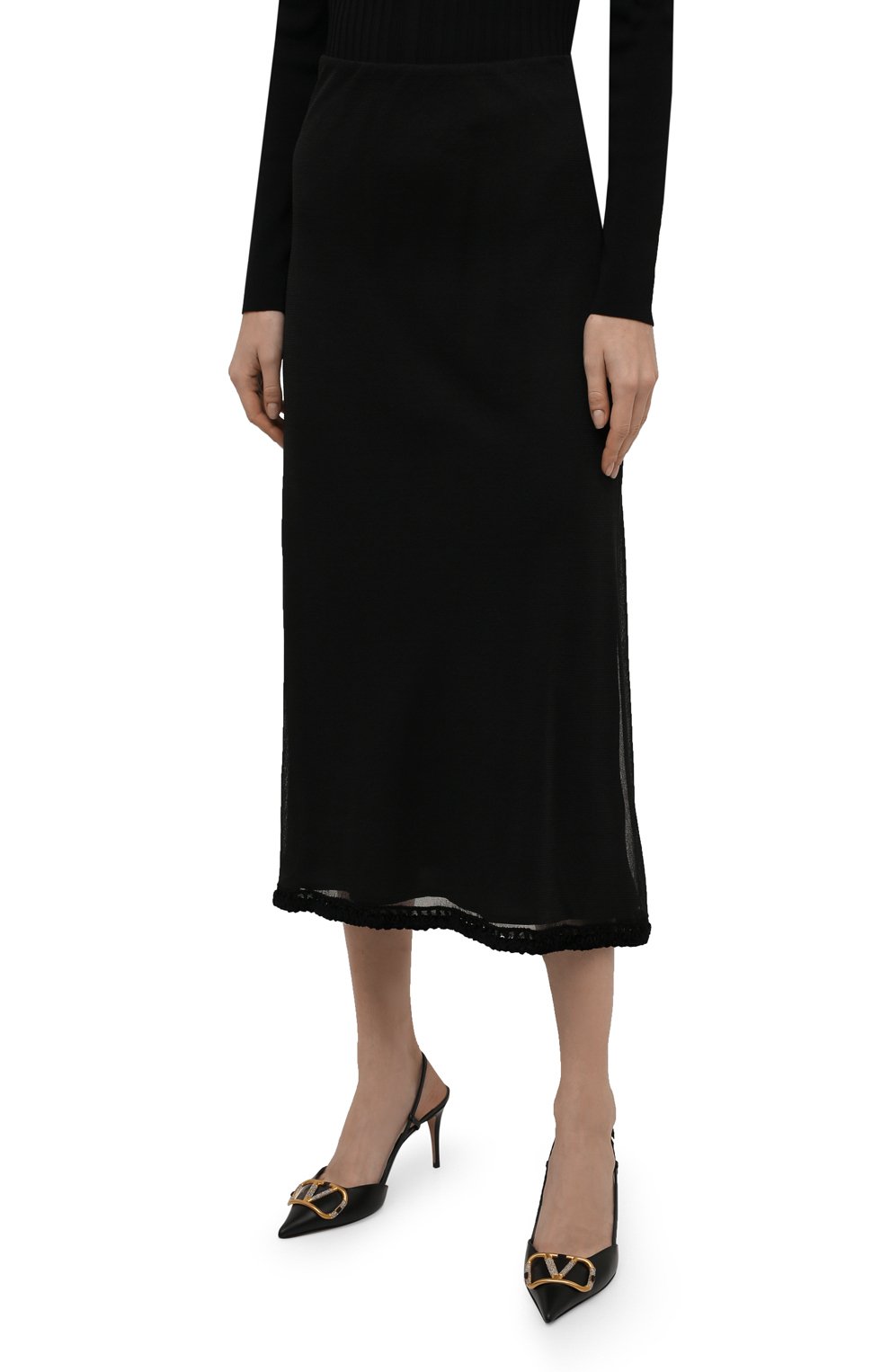 Шелковая юбка JIL SANDER черного цвета по цене 129000 руб., арт. JSWT754315-WTY28058, фото 3 Шелковая юбка JIL SANDER, арт. JSWT754315-WTY28058, фото 3