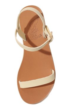 Женские кожаные сандалии irida flat ANCIENT GREEK SANDALS кремвого цвета, арт. IRIDA FLAT/VACHETTA/35 | Фото 4 (Каблук высота: Низкий; Материал внутренний: Натуральная кожа; Материал сплава: Проставлено; Подошва: Плоская; Драгоценные камни: Проставлено)