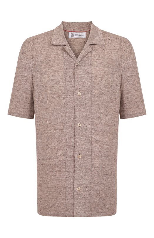 Рубашка изо льна и хлопка Brunello Cucinelli M2L00365 Коричневый M2L00365