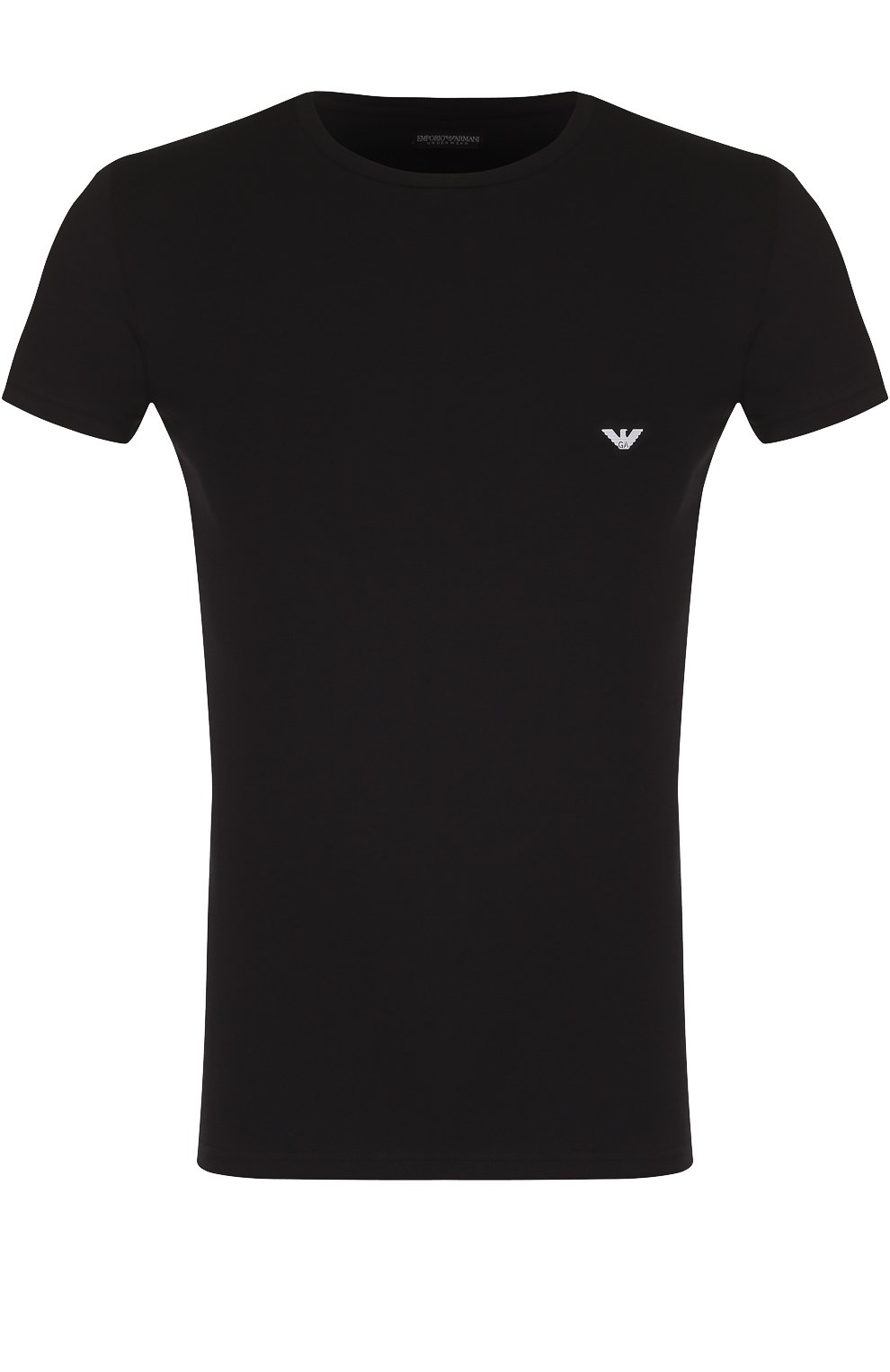 Хлопковая футболка EMPORIO ARMANI черного цвета по цене 6485 руб., арт. 111035/CC729, фото 1 Хлопковая футболка EMPORIO ARMANI, арт. 111035/CC729, фото 1