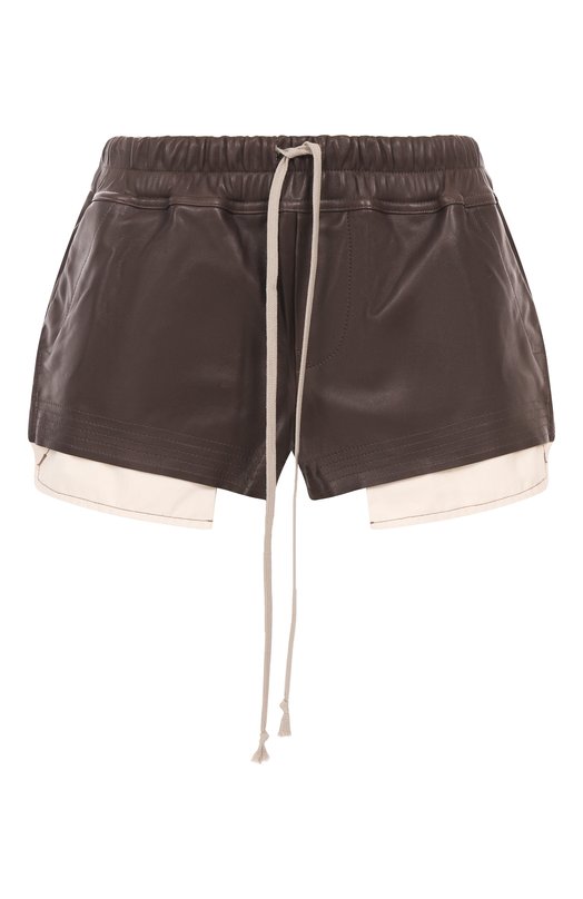 Кожаные шорты Rick Owens RP02E4316/LBY Коричневый RP02E4316/LBY