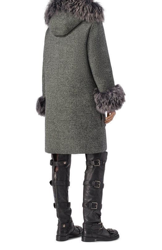 Шерстяной пуховик Dolce & Gabbana F9S84T/FMZAU Серый  F9S84T/FMZAU Фото 4