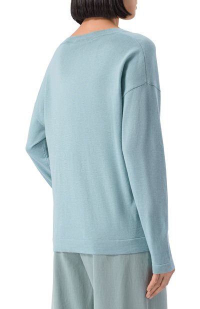 Пуловер из шелка и хлопка WEEKEND MAX MARA бирюзового цвета по цене 27950 руб., арт. RANIA, фото 4 Пуловер из шелка и хлопка WEEKEND MAX MARA, арт. RANIA, фото 4