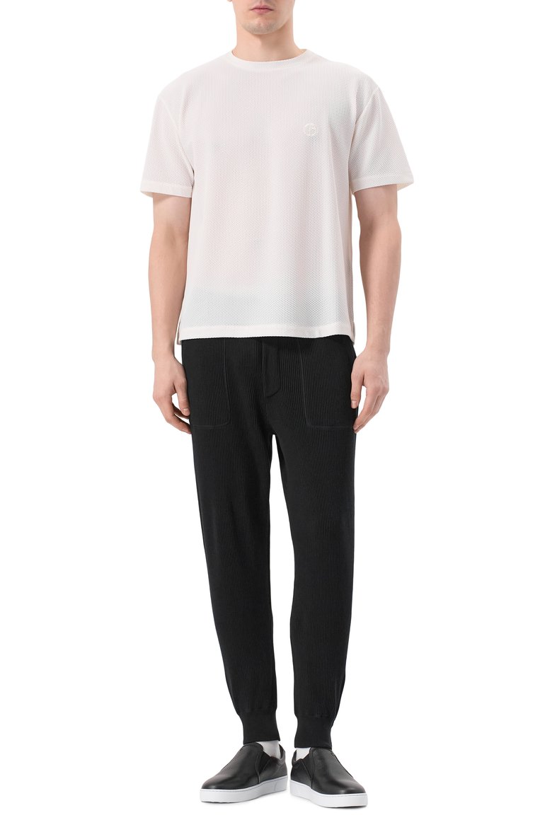 Мужская футболка GIORGIO ARMANI белого цвета, арт. GM001691/TE10045 | Фото 2 (Материал сплава: Проставлено; Драгоценные камни: Проставлено; Длина (для топов): Стандартные; Рукава: Короткие; Принт: Без принта; Стили: Кэжуэл; Материал внешний: Синтетический материал; Мужское Кросс-КТ: Футболка-одежда; Кросс-КТ: Джерси)