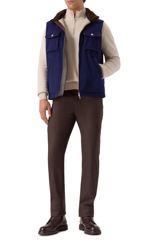 Шерстяной жилет Brunello Cucinelli MM4701646 Синий  MM4701646 Фото 2