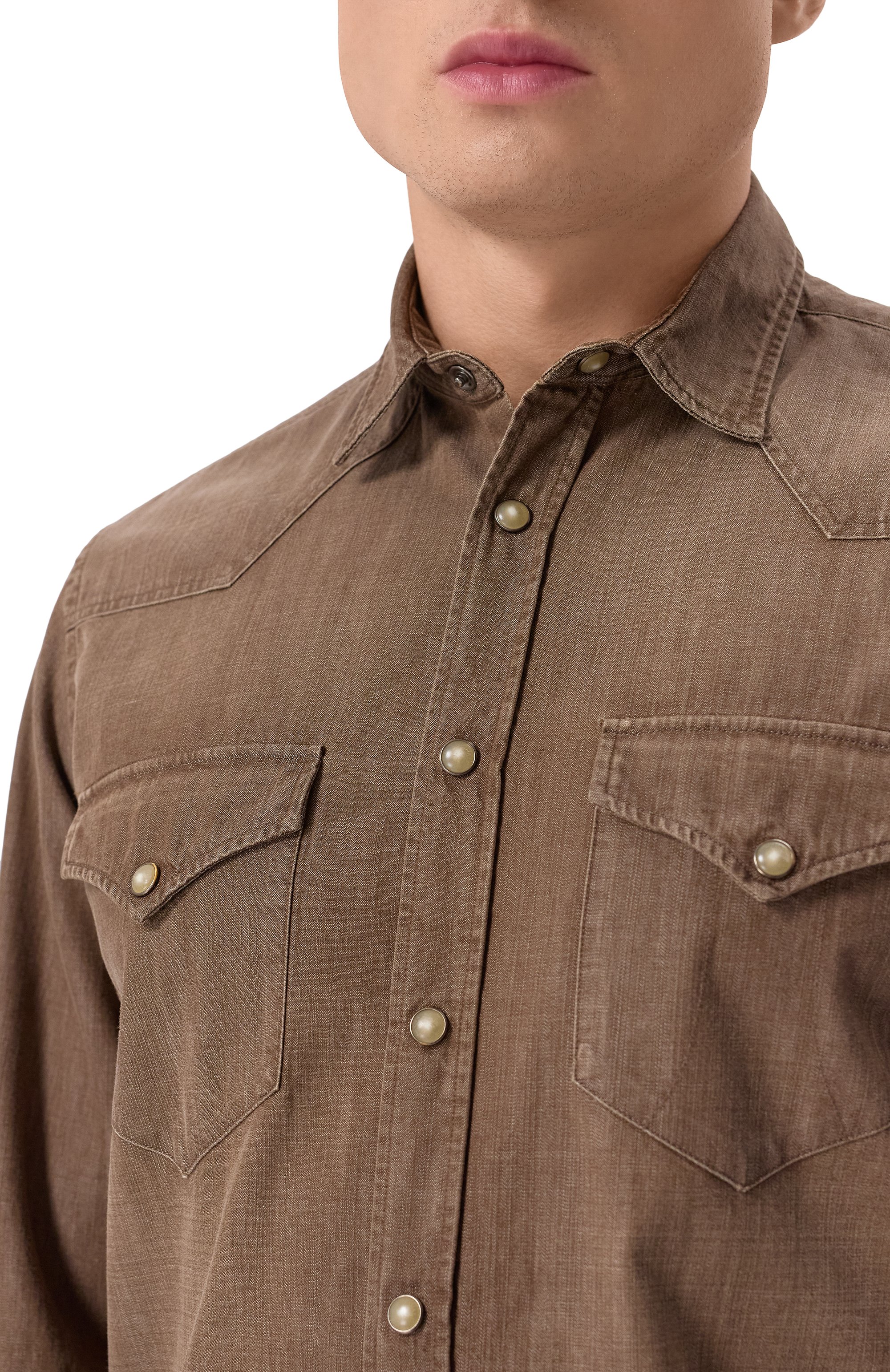 Хлопковая рубашка CANALI коричневого цвета по цене 49100 руб., арт. CSL7066/GJ03491, фото 5 Хлопковая рубашка CANALI, арт. CSL7066/GJ03491, фото 5